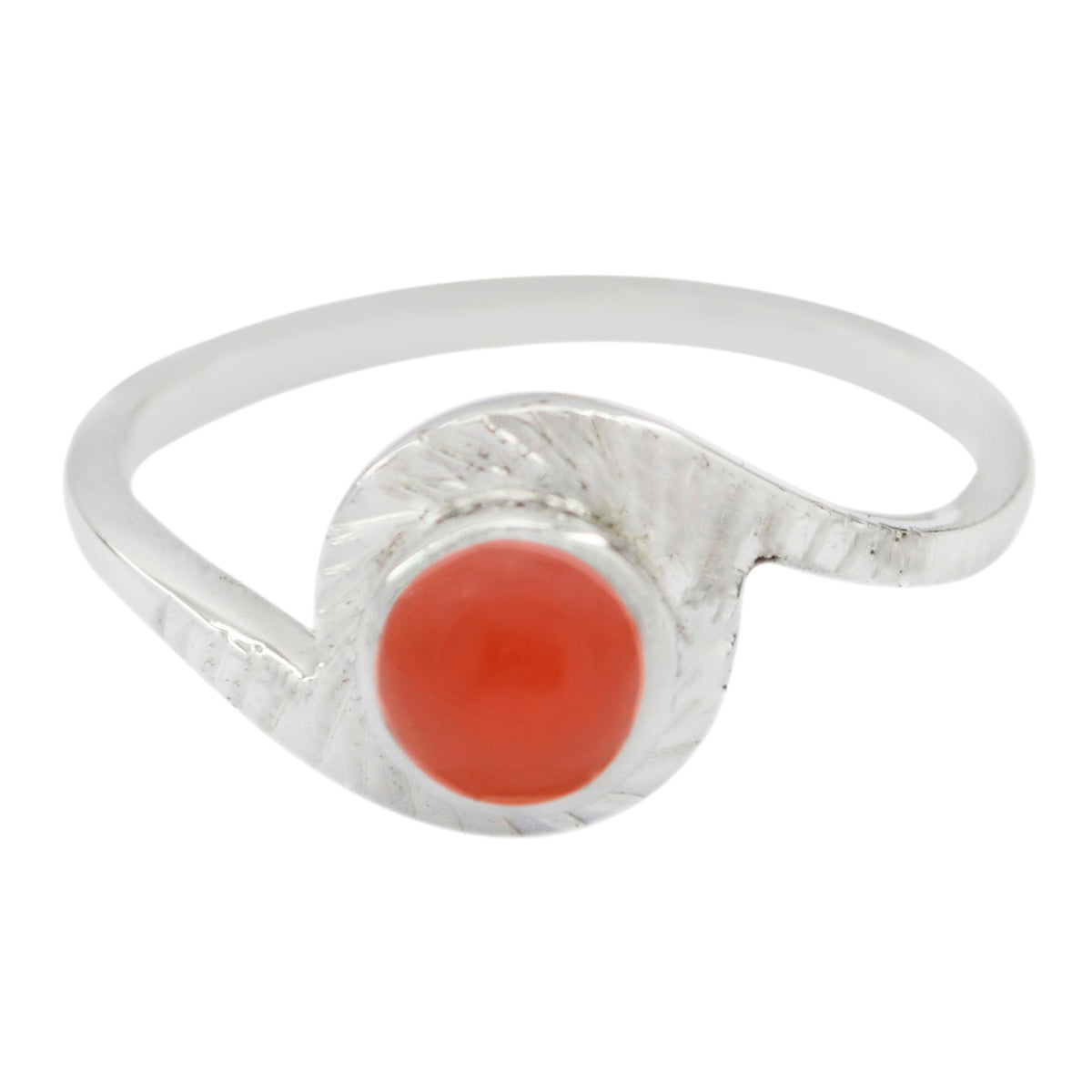 Mei Red Solitaire Ring with Elegant Silver Band Red onyx Red