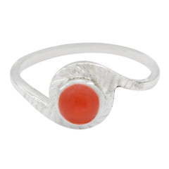 Mei Red Solitaire Ring with Elegant Silver Band Red onyx Red