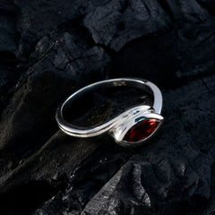 Riya Red Solitaire Ring Silver with Marquise Gemstone