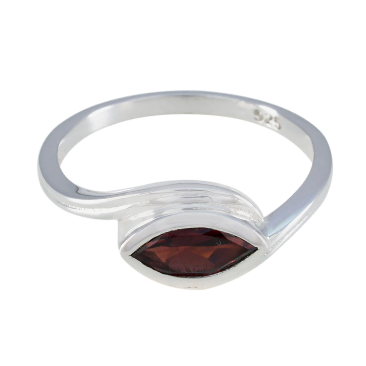 Riya Red Solitaire Ring Silver with Marquise Gemstone Garnet Red