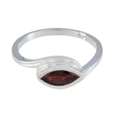 Riya Red Solitaire Ring Silver with Marquise Gemstone Garnet Red