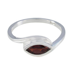 Riya Red Solitaire Ring Silver with Marquise Gemstone Garnet Red