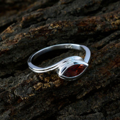 Riya Red Solitaire Ring Silver with Marquise Gemstone