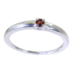 Nari Elegant Red Solitaire Ring in Sterling Silver Garnet Red