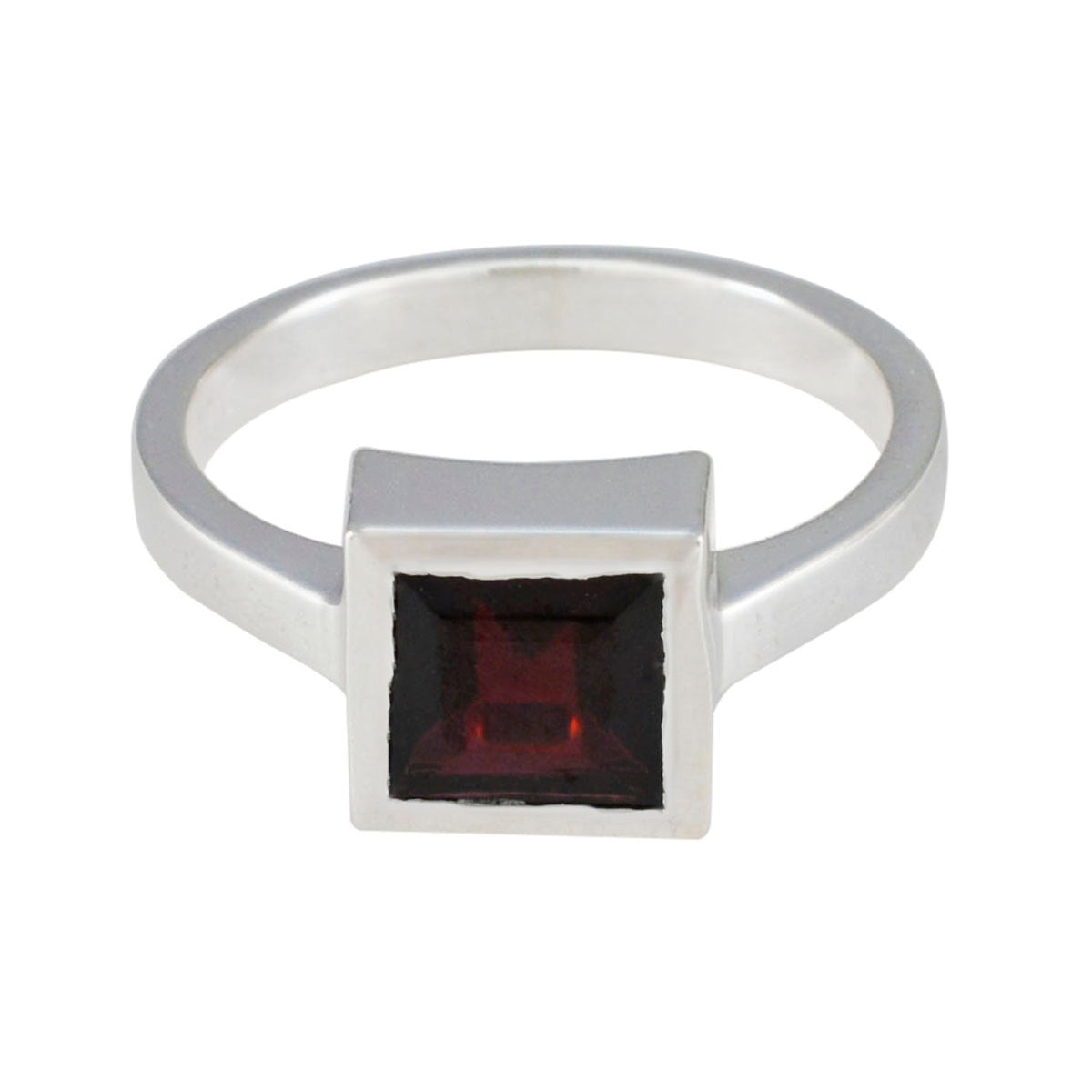 Lucy Red Solitaire Ring with Square Gemstone Garnet Red