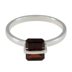 Aiko Contemporary Red Solitaire Ring Garnet Red