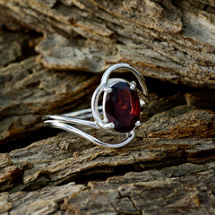 Alice Red Solitaire Ring with Elegant Silver Band