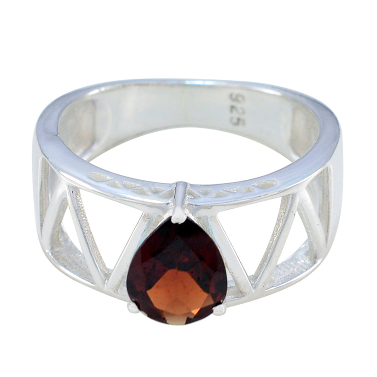 Mariana Sophisticated Red Solitaire Ring Garnet Red