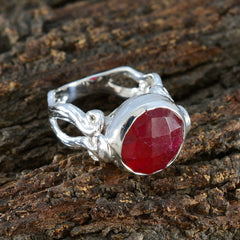 Nisa Red Solitaire Ring with Bold Gemstone Design
