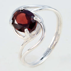 Alice Red Solitaire Ring with Elegant Silver Band