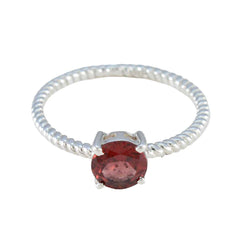 Li Lee Red Solitaire Twist Ring with Gemstone Accent Garnet Red