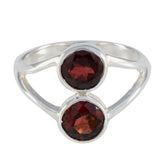 Olivia silver ring with two round deep red stones red toi et moi ring design