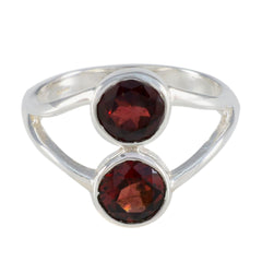 Olivia silver ring with two round deep red stones red toi et moi ring design