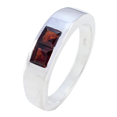 Camilla silver band ring featuring two square red stones red toi et moi ring