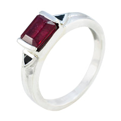 Renata Solitaire Ring with Red Gemstone Silver Band