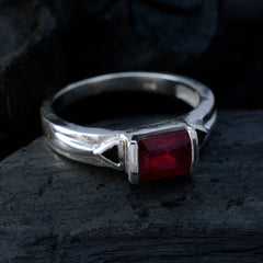 Renata Solitaire Ring with Red Gemstone Silver Band