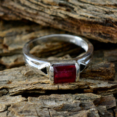 Renata Solitaire Ring with Red Gemstone Silver Band