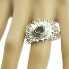 Alejandra Retro Brown Solitaire Ring in Silver