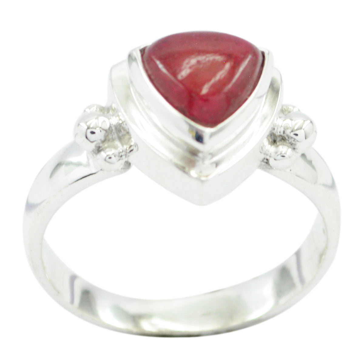 Eva Retro Red Solitaire Ring in Sterling Silver Indian Ruby Red