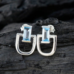 Riley Blue Solitaire Stud Earrings for Everyday Glam