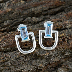 Riley Blue Solitaire Stud Earrings for Everyday Glam