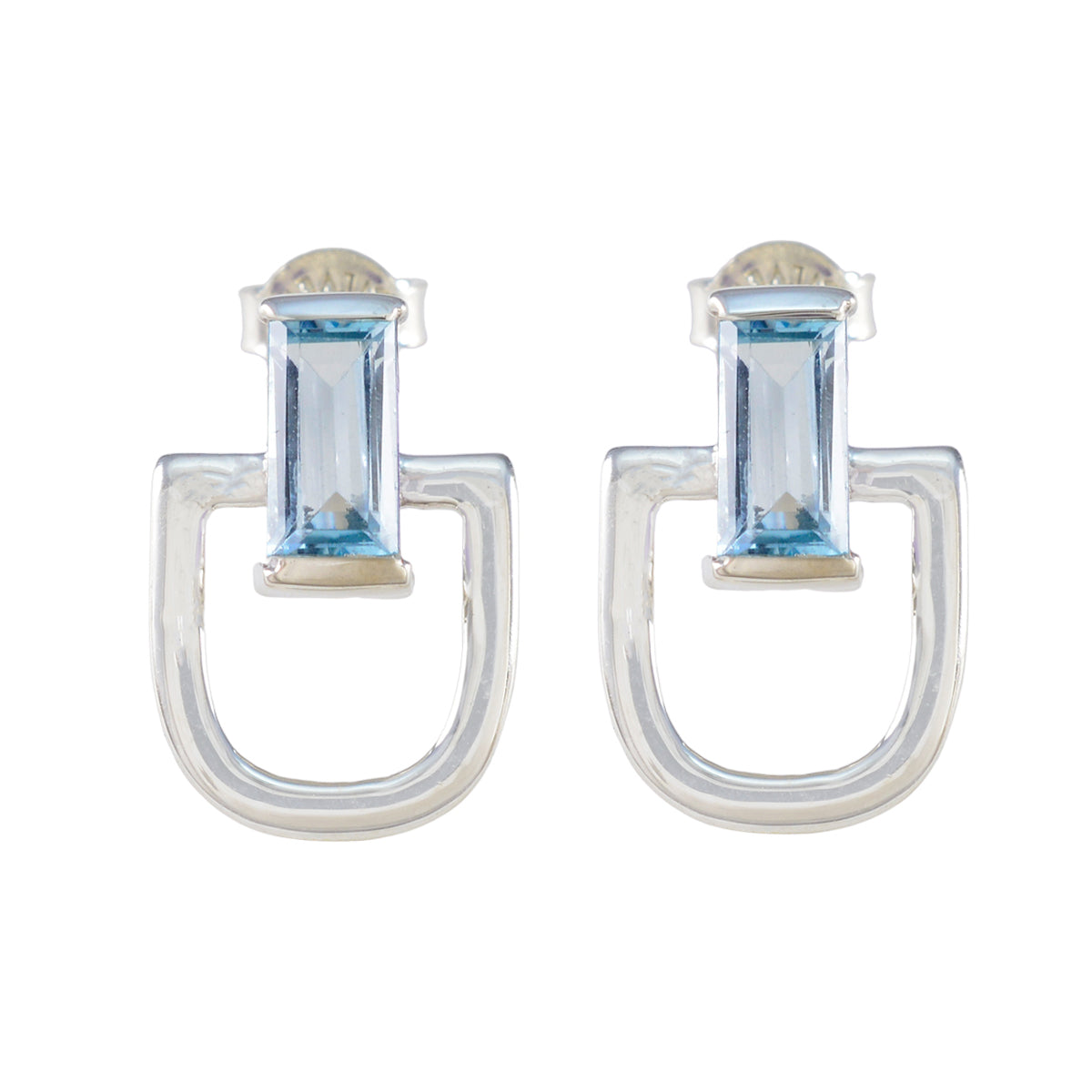 Riley Blue Solitaire Stud Earrings for Everyday Glam Blue Topaz Blue Stud