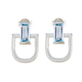 Riley Blue Solitaire Stud Earrings for Everyday Glam Blue Topaz Blue Stud