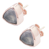 Riley Pink Solitaire Earrings for Glamorous Style Rose Quartz Pink Stud