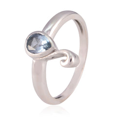 Riya Romantic Blue Solitaire Ring with Pear Gemstone