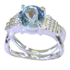 Alice Romantic Blue Solitaire Ring with Silver Band