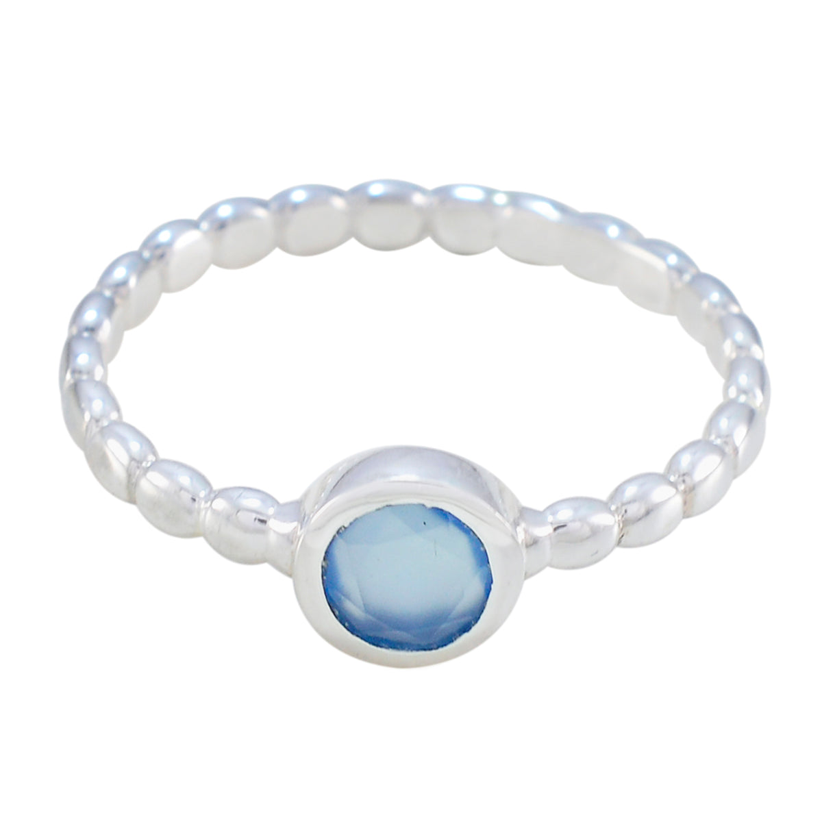 Mathilde Romantic Blue Solitaire Ring Blue Chalcedony Blue