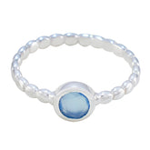 Mathilde Romantic Blue Solitaire Ring Blue Chalcedony Blue