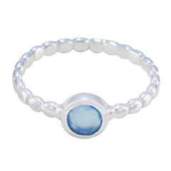 Mathilde Romantic Blue Solitaire Ring Blue Chalcedony Blue