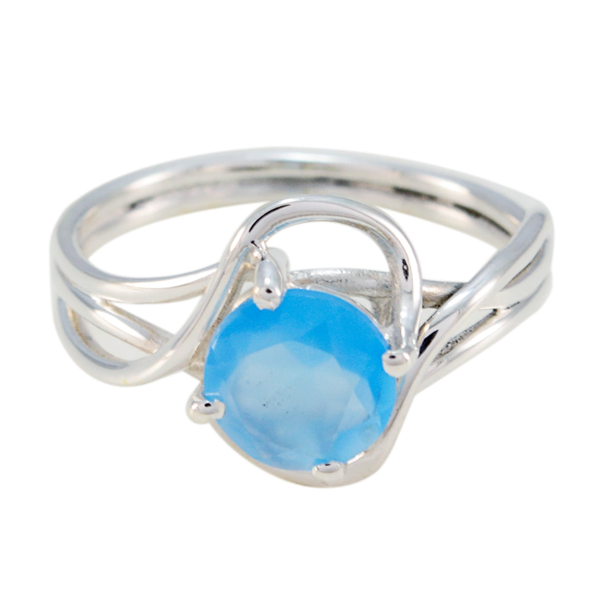 Eun-ji Romantic Blue Solitaire Ring Blue Chalcedony Blue