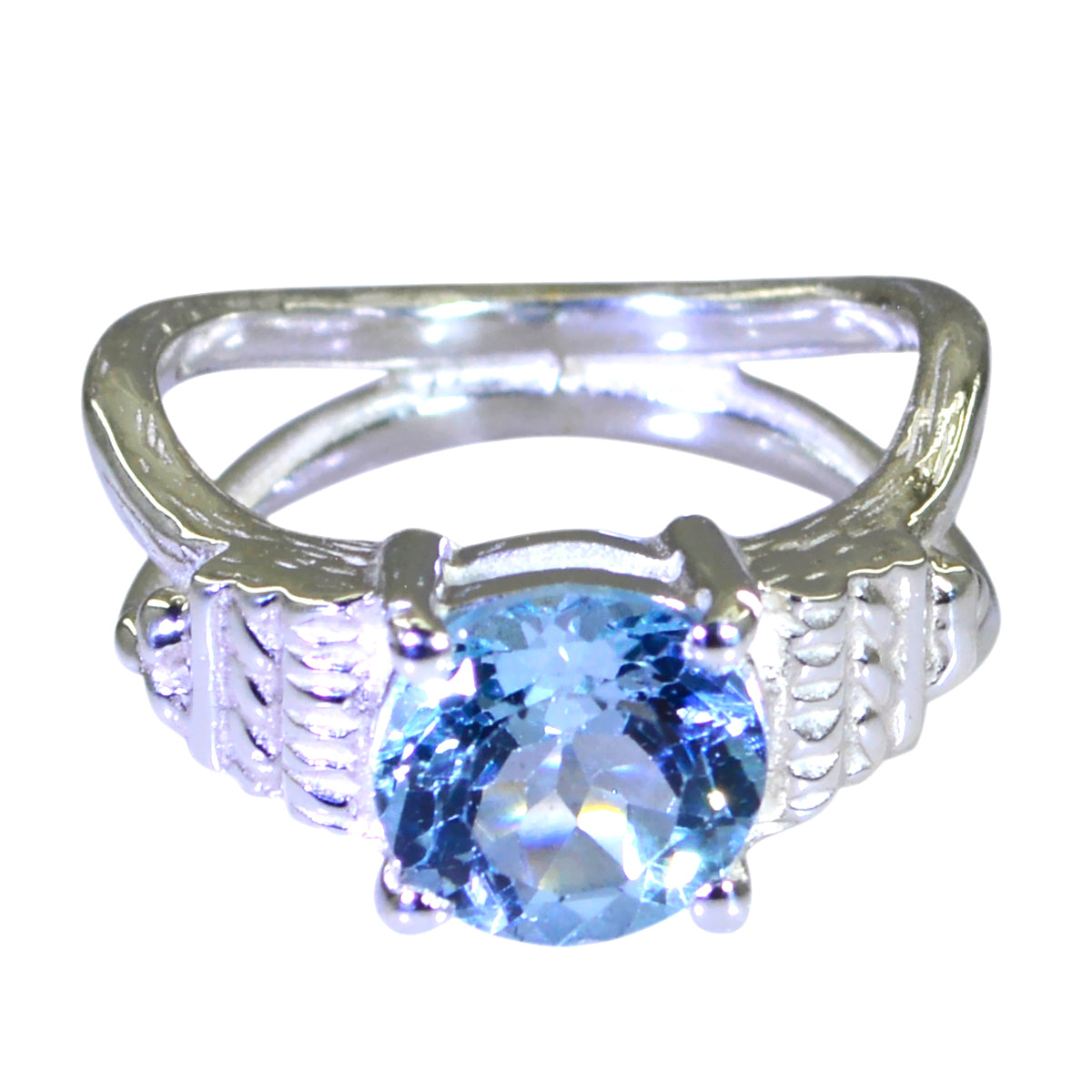 Alice Romantic Blue Solitaire Ring with Silver Band Blue Topaz Blue