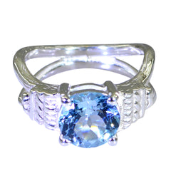 Alice Romantic Blue Solitaire Ring with Silver Band Blue Topaz Blue