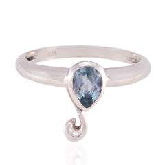 Riya Romantic Blue Solitaire Ring with Pear Gemstone Blue Topaz Blue