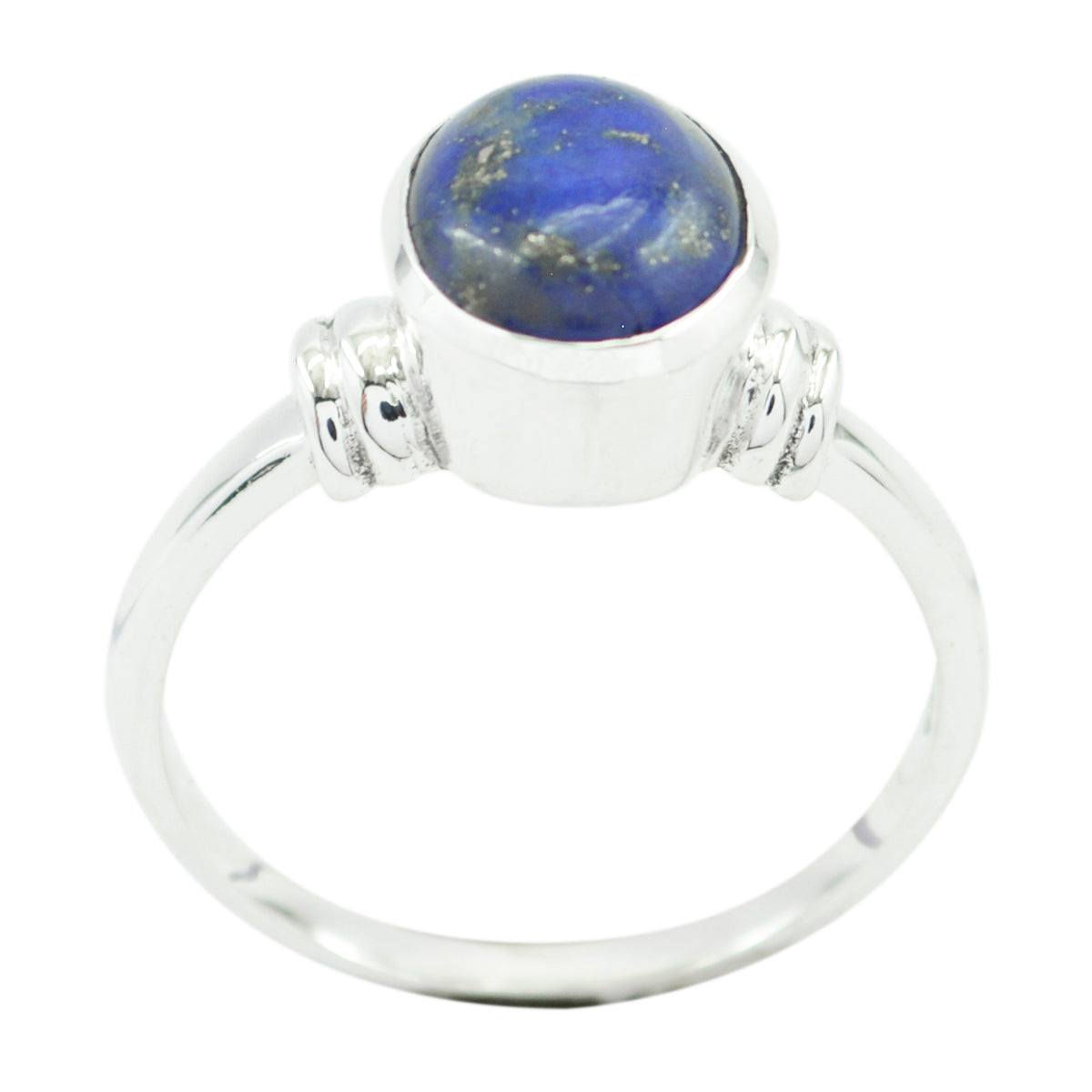 Laura Romantic Blue Solitaire Ring in Sterling Silver Lapis Lazuli Blue