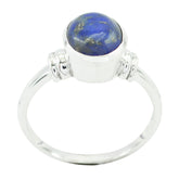 Laura Romantic Blue Solitaire Ring in Sterling Silver Lapis Lazuli Blue