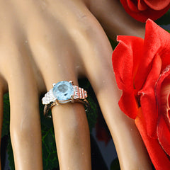 Alice Romantic Blue Solitaire Ring with Silver Band