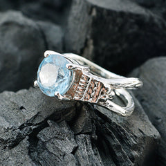 Alice Romantic Blue Solitaire Ring with Silver Band