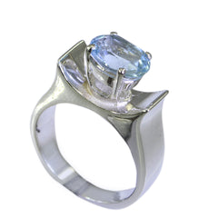 Araya Romantic Blue Solitaire Ring with Elegant Design Blue Topaz Blue