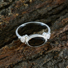 Ananya romantic brown gemstone ring sterling silver with oval smoky brown gemstone and two clear accent stones