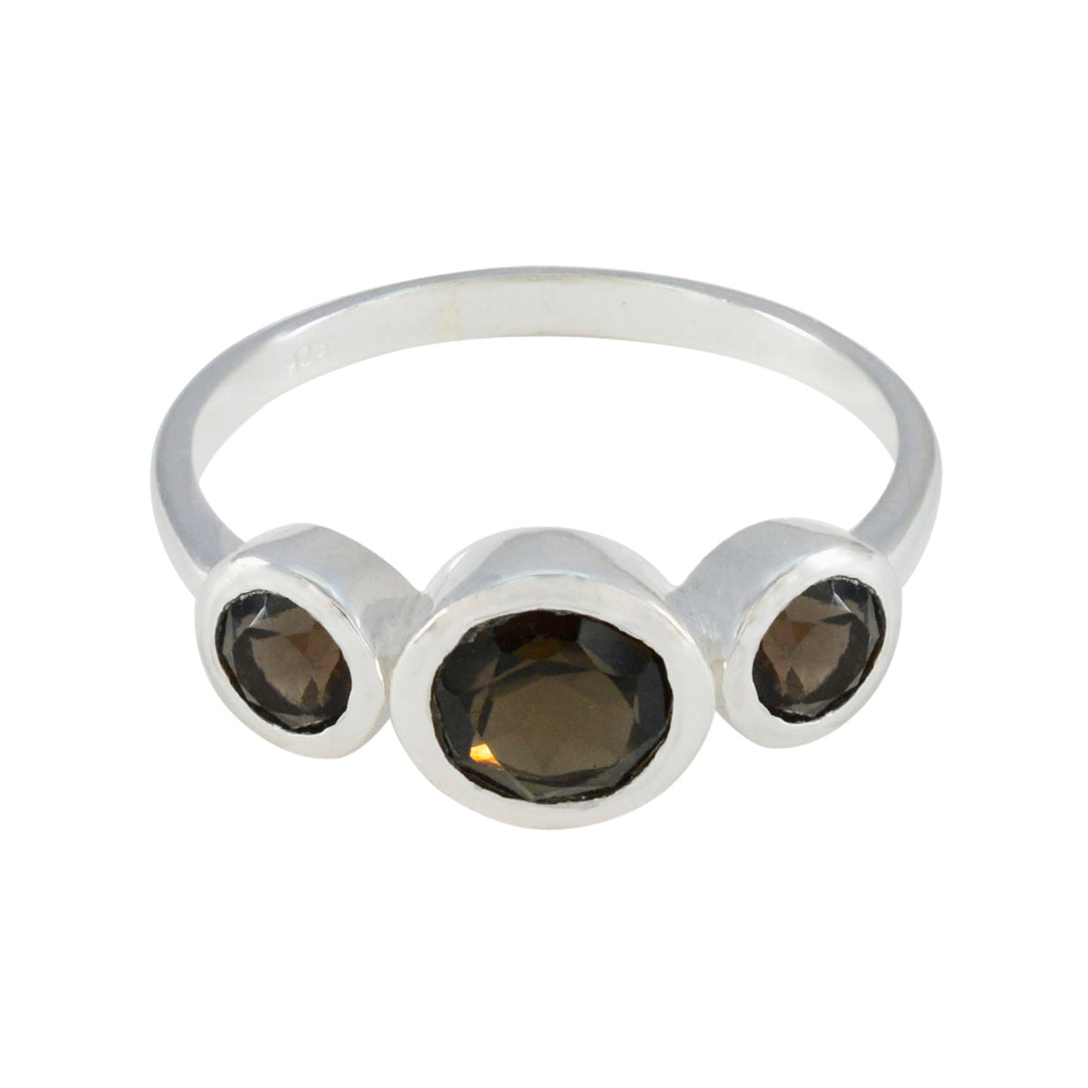 Ayaka romantic brown gemstone ring with three brown stones set in silver band