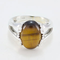 Ines Romantic Brown Solitaire Ring with Tiger Eye Gem