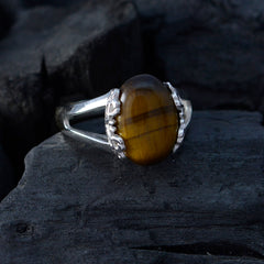 Ines Romantic Brown Solitaire Ring with Tiger Eye Gem