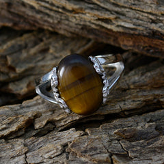 Ines Romantic Brown Solitaire Ring with Tiger Eye Gem