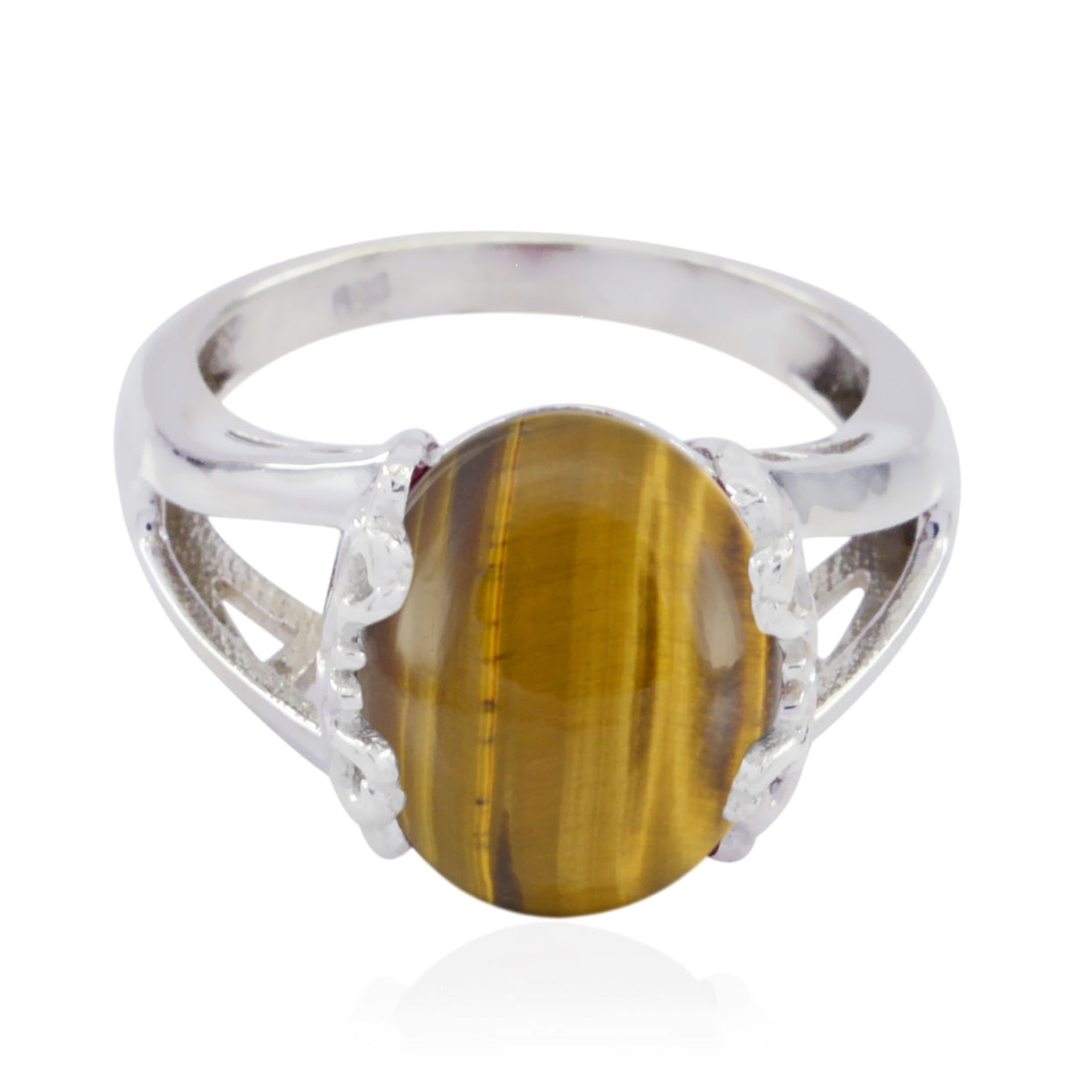 Ines Romantic Brown Solitaire Ring with Tiger Eye Gem Tiger Eye Brown