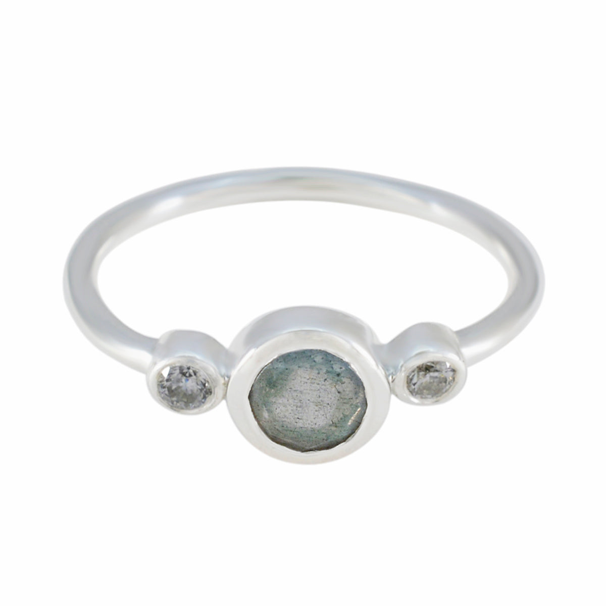 Addison Romantic Grey Gemstone Ring in Sterling Silver Labradorite Gray