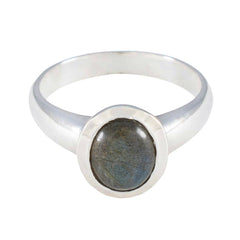 Isabella Romantic Grey Solitaire Ring Labradorite Gray
